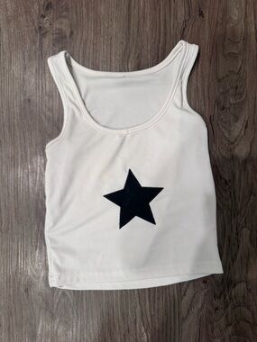 White Star Applique Ribbed Tank Top